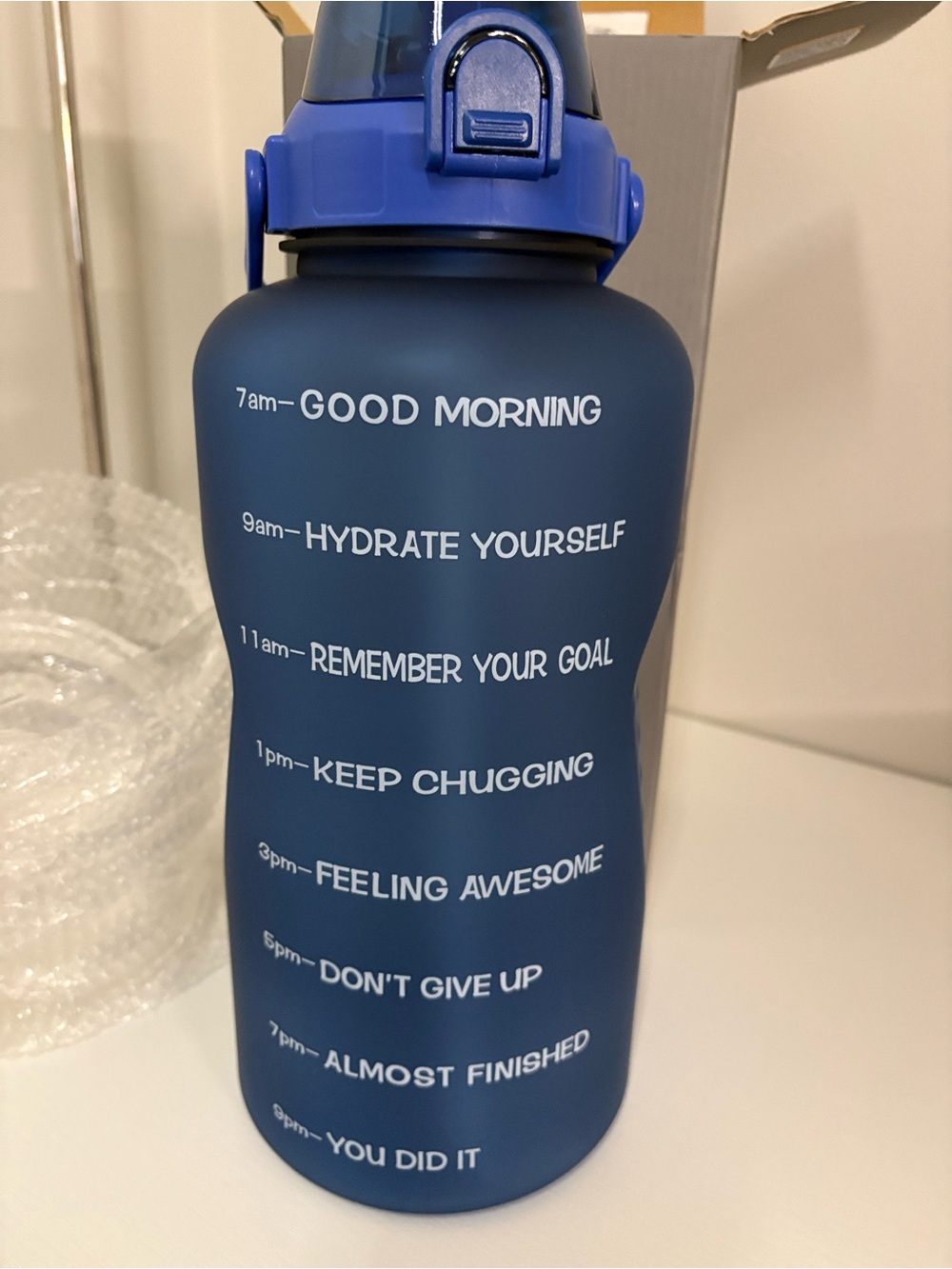 Motivational Hydration Bottle - Blue